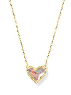 Ari Heart Gold Pendant Necklace in Dichroic Glass